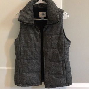 Black and white herringbone Vest